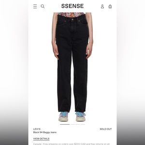 Brand New Levi’s Black Baggy Jean size 26